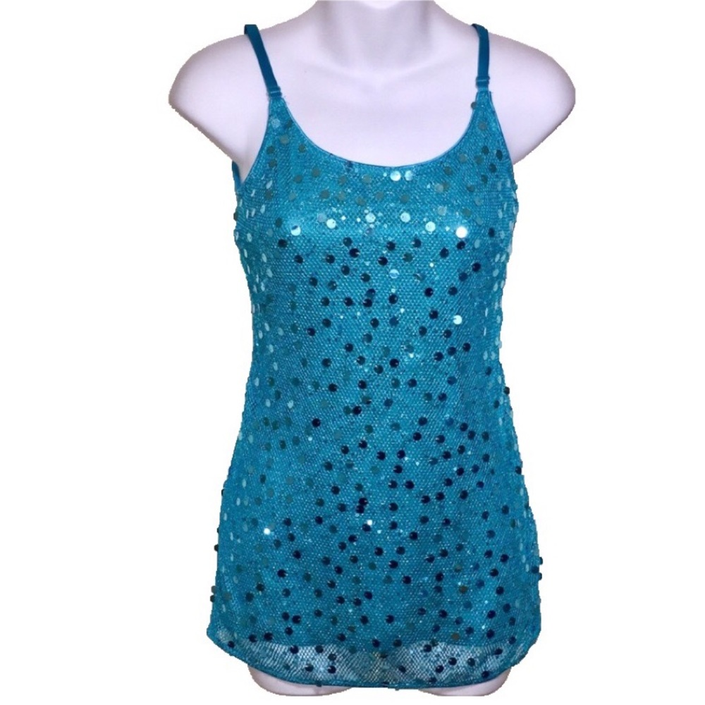 Turquoise sequenced tank top